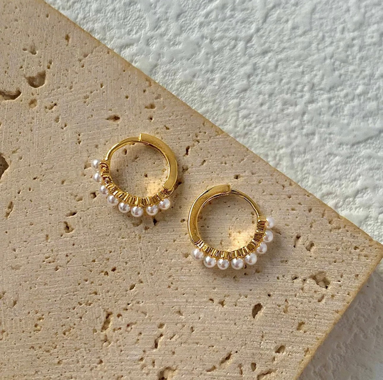 Retro lady geometric plating imitation pearl earrings