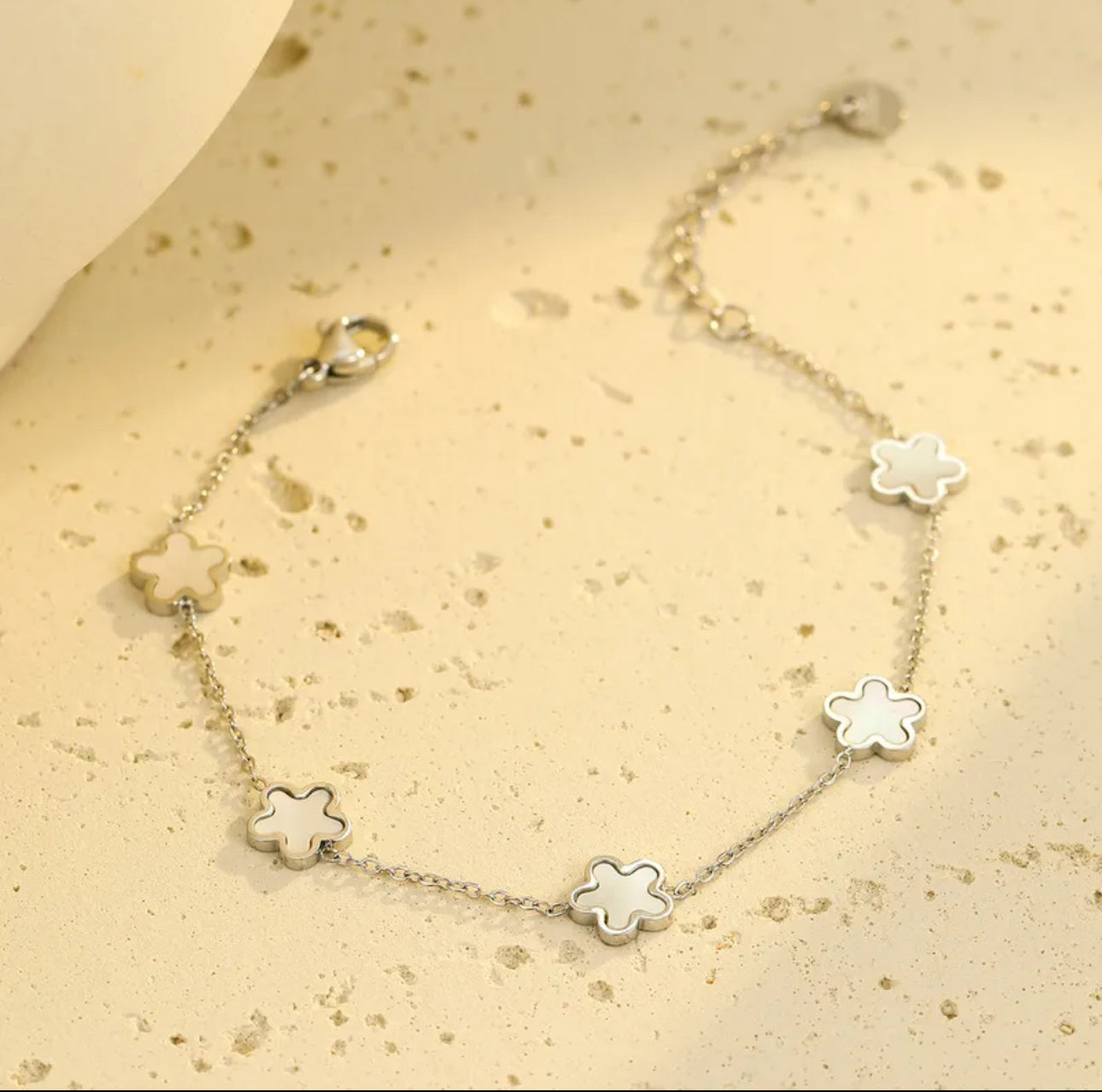 Elegant Clover Charm Silver Bracelet