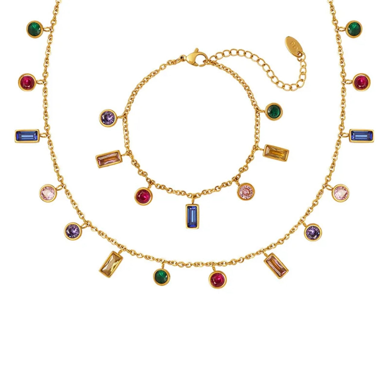 Lg style shine geometric stainless steel 18k gold plated bracelet