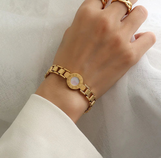 Luxury Gold Plated Roman Numeral Bracelet
