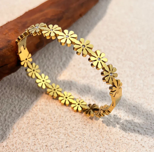 Flowers bracelet stainless steel 18k gold plated