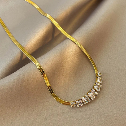 Golden stone 304 stainless steel 18k gold plated