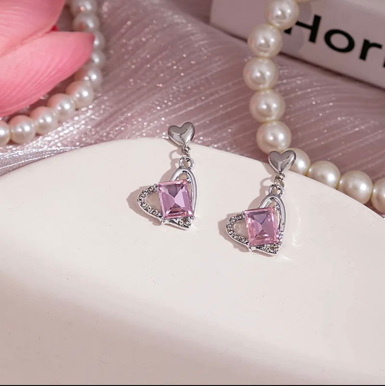 Super cute pink stone earrings