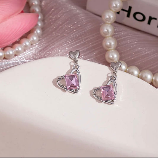 Super cute pink stone earrings
