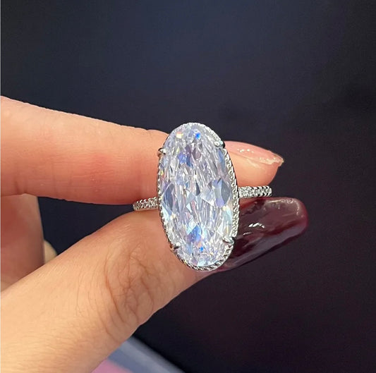 Elegant big white stone ring