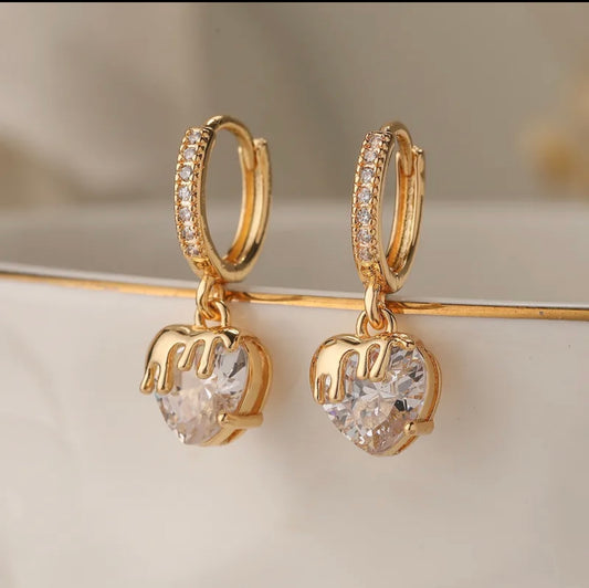 Simple style heart shape 18k gold plate earrings