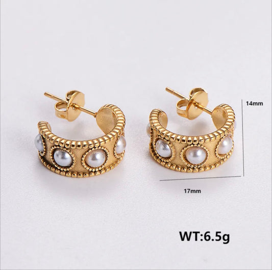 Elegant 304 stainless steel 18k gold plated earrings