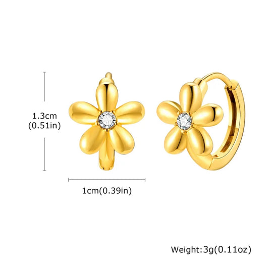 Causal flower 201 stainless steel 18k gold plated earrings