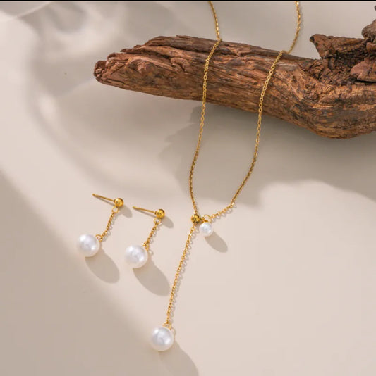 Causal wear set earrings and necklaces 18k gold plated