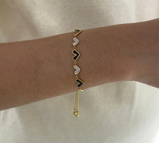 Modern style cute heart bracelet 304 stainless steel 18k gold plated