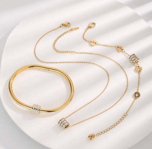 3 piece gorgeous 304 stainless steel 18k gold plated