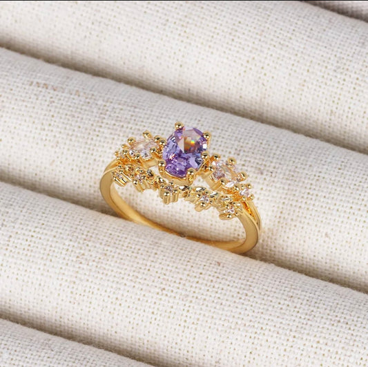 Golden purple elegant ring
