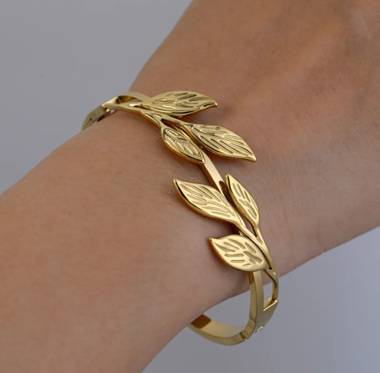 Golden Leaf Vine Bangle Bracelet